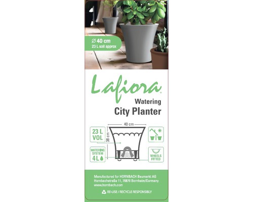 Cache-pot Lafiora City avec système d''arrosage, 40 cm de diamètre