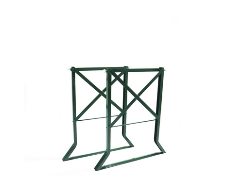 Deux tréteaux de table en métal vert
