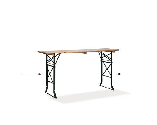 Table de brasserie avec piètement métallique pliable et plateau en bois