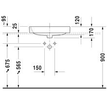 Schéma technique d''un lavabo avec dimensions