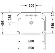 Dessin technique d''un lavabo avec dimensions