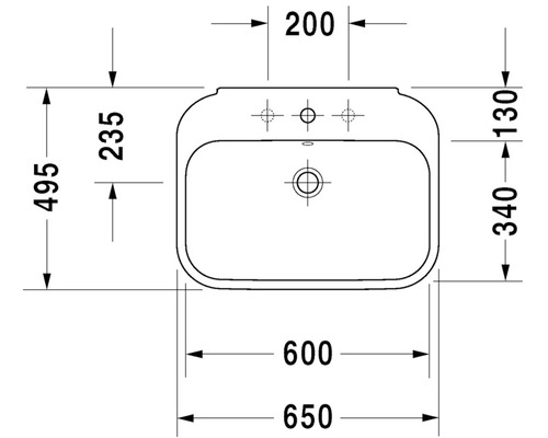 Dessin technique d''un lavabo avec dimensions