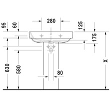 Schéma technique d''un lavabo avec dimensions