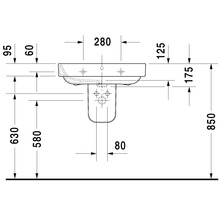 Schéma technique d''un lavabo avec cotes