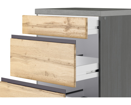 Meuble sous-lavabo avec tiroirs aspect bois