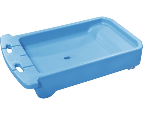 Blaue Mörtelwanne aus Kunststoff