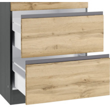 Bloc cuisine complète équipée Held Möbel PISA 300 cm façade chêne sauvage mate, corps graphite variante réversible démonté