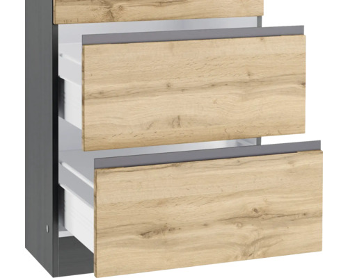 Waschbeckenunterschrank mit zwei Schubladen im Holzdekor