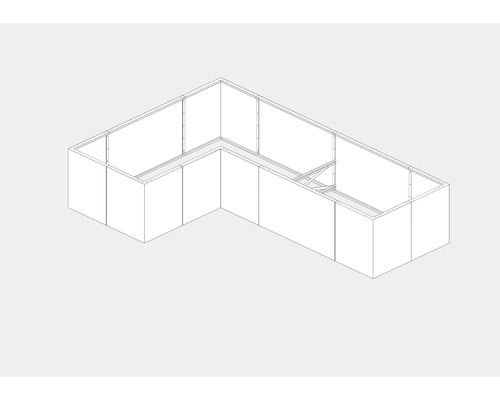 Représentation d''un abri de jardin d''angle en construction