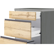 Bloc cuisine complète équipée Held Möbel PISA 390 cm façade chêne sauvage mate, corps graphite variante réversible démonté
