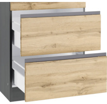 Bloc cuisine complète équipée Held Möbel PISA 390 cm façade chêne sauvage mate, corps graphite variante réversible démonté