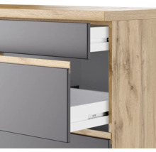 Bloc cuisine complète équipée Held Möbel PISA 300 cm façade gris mate, corps chêne sauvage variante réversible démonté