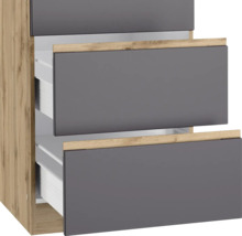 Bloc cuisine complète équipée Held Möbel PISA 300 cm façade gris mate, corps chêne sauvage variante réversible démonté