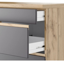 Bloc cuisine complète équipée Held Möbel PISA 330 cm façade gris mate, corps chêne sauvage variante réversible démonté