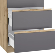 Bloc cuisine complète équipée Held Möbel PISA 330 cm façade gris mate, corps chêne sauvage variante réversible démonté