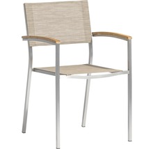Chaise de jardin avec accoudoirs, cadre en aluminium et revêtement en textile