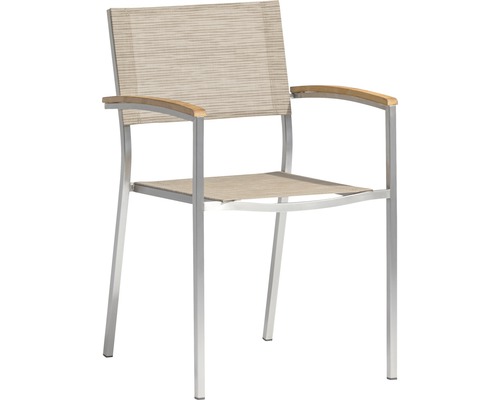 Chaise de jardin avec accoudoirs, cadre en aluminium et revêtement en textile
