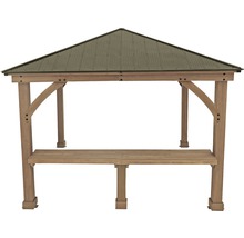 Freistehender Pavillon mit Metalldach und Holzbalken