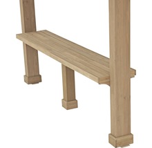 Detailansicht eines Holztisches mit Tischbeinen