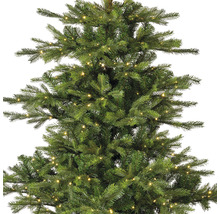 Vue détaillée d''un arbre de Noël artificiel avec éclairage.