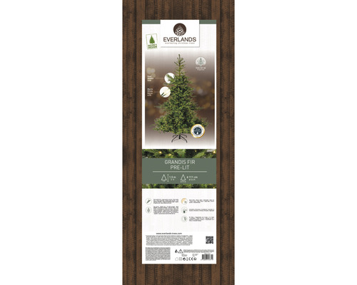 Emballage d'un sapin Grandis Everlands avec éclairage et d'une taille de 1,5 mètre