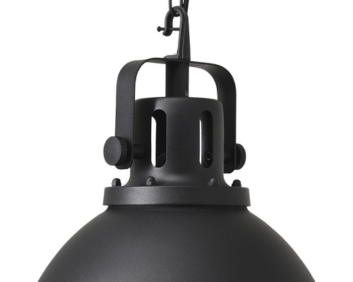 Detailansicht einer schwarzen Hängelampe