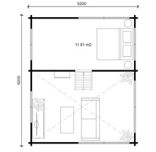 Plan d''un pavillon de jardin avec mobilier et indications de taille