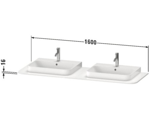 Meuble-lavabo avec deux vasques et robinets, largeur totale 1600 mm