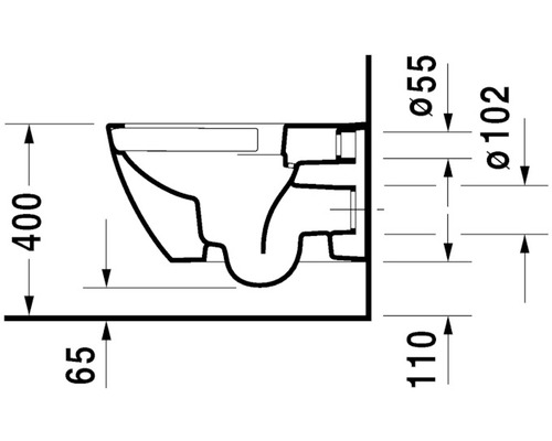 Schéma technique d''un WC suspendu avec dimensions