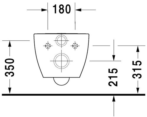 Schéma technique d''un WC suspendu avec les dimensions 180, 350, 215 et 315 mm.