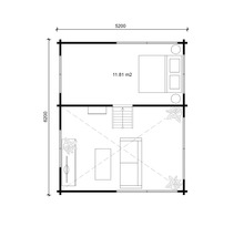 Plan d''une maison à deux étages avec meubles et dimensions.