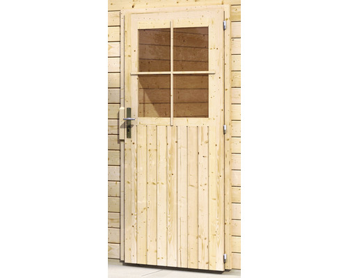 Porte en bois avec insert en verre pour abri de jardin