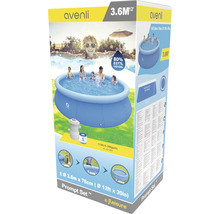 Ensemble de piscine hors sol à pose rapide PVC ronde Ø 360x76 cm avec épurateur à cartouche bleu-thumb-5