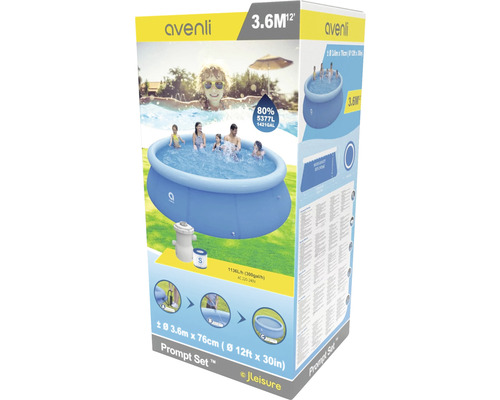 Emballage de piscine Avenli Prompt Set, diamètre 3,6 mètres