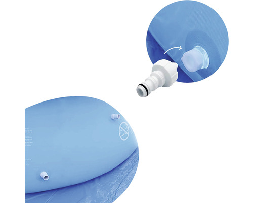 Vue détaillée d''un lit à eau avec des valves et un raccord.