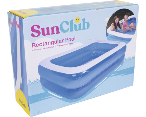 Emballage de piscine rectangulaire SunClub avec indication des dimensions