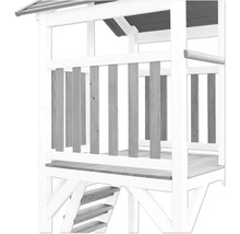 Spielturm axi Beach 519 x 349 cm Holz weiß inkl. Kletterwand, Nestschaukel weiß