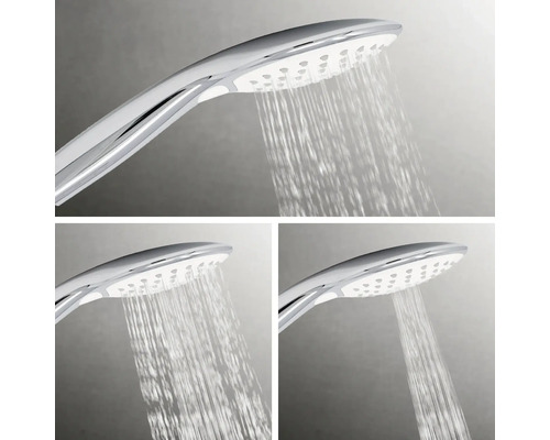 Handbrause mit drei Strahlarten im Betrieb