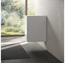 Salle de bains moderne avec un meuble sous-lavabo mural.