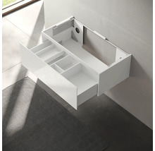 Meuble sous-lavabo blanc avec tiroir et compartiments pour la salle de bain