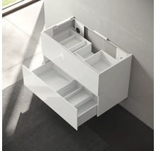 Meuble sous-lavabo blanc avec tiroirs et compartiments
