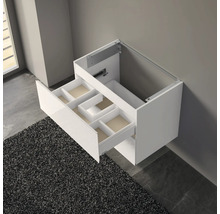 Meuble sous-lavabo blanc avec tiroir et compartiments pour l''aménagement de la salle de bains