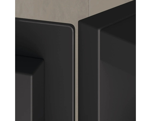 Detailansicht von zwei schwarzen Badmöbeln