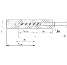 Schéma technique d''un ancrage avec indication des dimensions