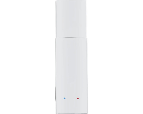 Weißer Badarmaturmischer mit Temperaturreglern