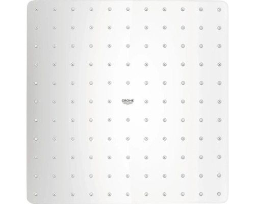 Grohe Logo auf quadratischem Duschkopf mit Düsen
