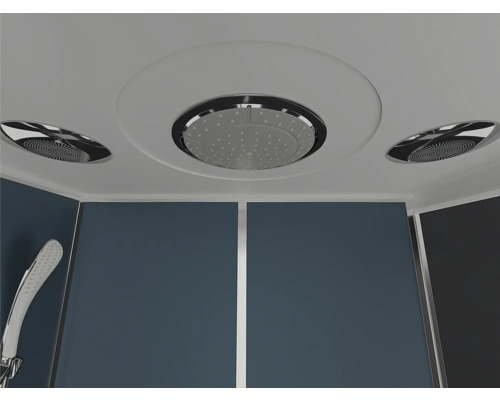 Plafond d''une cabine de douche avec douche de tête et système de ventilation