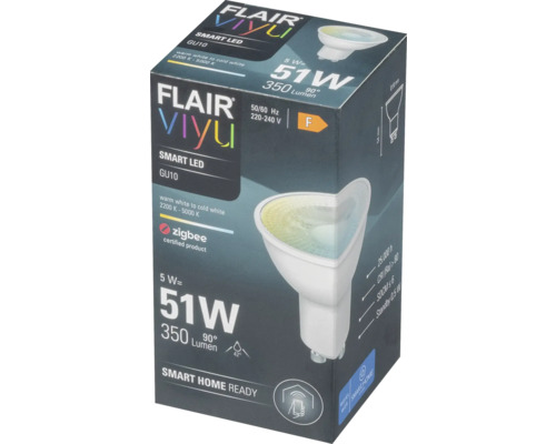 Verpackung einer Flair Viyu Smart LED Lampe, GU10 Fassung