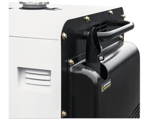 Vue détaillée d''un générateur avec poignée et pot d''échappement