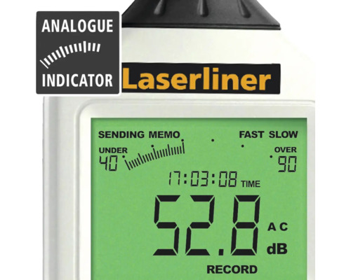 Laserliner Schallpegelmessgerät Nahansicht des Bildschirms